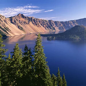 USA, Oregon. Crater Lake National Park, west rim of Crater Lake with Hillman Peak