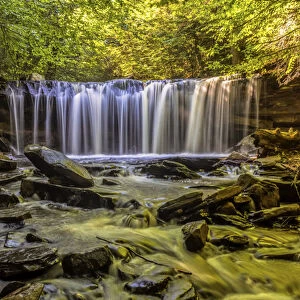USA, Pennsylvania, Benton, Ricketts Glen State Park. Oneida Falls cascade. Credit as
