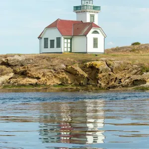 USA, San Juan Islands, Washington State. Patos Island Lighthouse on Alden Point built in 1893 USA, San Juan Islands, Washington State. Patos Island Lighthouse on Alden Point built in 1893
