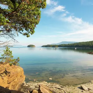 USA, San Juan Islands, Washington State. Glass calm Echo Bay on Sucia Island USA, San Juan Islands, Washington State. Glass calm Echo Bay on Sucia Island