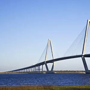 USA, South Carolina, Charleston. Overview of Arthur Ravenel Jr. Bridge. Credit as