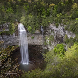 USA, Tennessee. Fall Creek Falls, a double waterfall, in Tennessee which drops