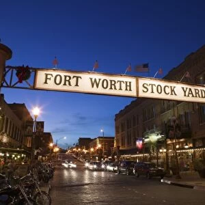 USA, TEXAS, Fort Worth: Fort Worth Stock Yards Area, Sign on North Main Street / Evening