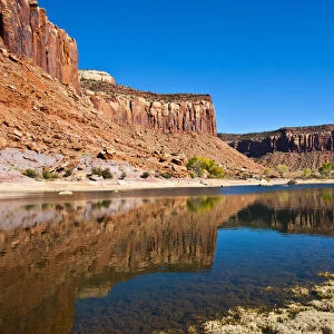 USA, Utah. Canyonlands National Park. Reflection, Dugout Reservoir Needles Area