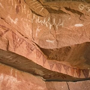 USA, Utah, Canyonlands National Park. Ancient pictographs on sandstone formation