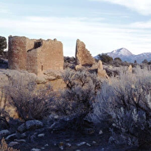 USA, Utah, Ruins at Hovenweep National Monument with Colorado Plateau in background