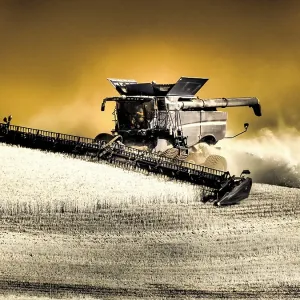 USA, Washington State, Palouse. Infrared combine harvesting on hillside. (Editorial Use Only) USA, Washington State, Palouse. Infrared combine harvesting on hillside. (Editorial Use Only)