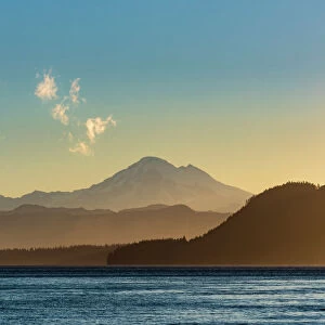 USA, Washington State, San Juan Islands. Mount Baker at sunrise