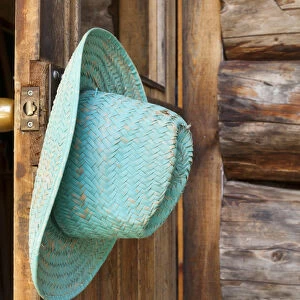 USA, Washington, Stehekin. Cowgirl hat, Old Stehekin Schoolhouse, , Washington Credit as