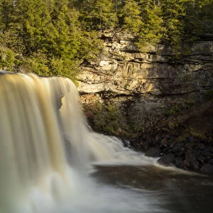 USA, West Virginia, Blackwater Falls. Waterfall landscape in winter
