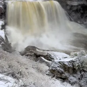 USA, West Virginia, Blackwater Falls State Park. Blackwater Falls in winter. Credit as USA, West Virginia, Blackwater Falls State Park. Blackwater Falls in winter. Credit as