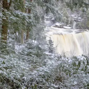 USA, West Virginia, Blackwater Falls State Park. Blackwater Falls in winter. Credit as USA, West Virginia, Blackwater Falls State Park. Blackwater Falls in winter. Credit as