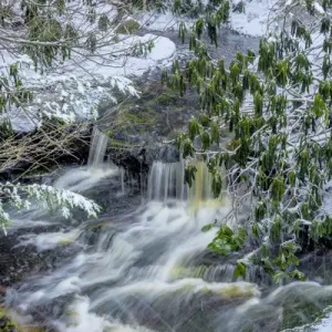 USA, West Virginia, Blackwater Falls State Park. Blackwater River in winter. Credit as USA, West Virginia, Blackwater Falls State Park. Blackwater River in winter. Credit as