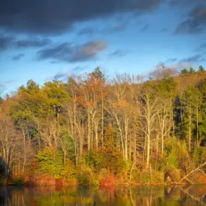 USA, West Virginia, Delaware Watergap Recreational Area. Sunset on Hidden Lake. Credit as USA, West Virginia, Delaware Watergap Recreational Area. Sunset on Hidden Lake. Credit as