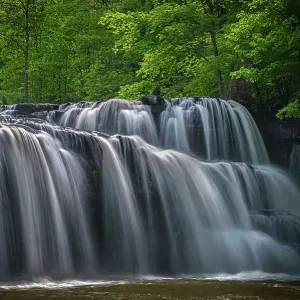 USA, West Virginia, New River Gorge National Park. river waterfalls and forest in spring