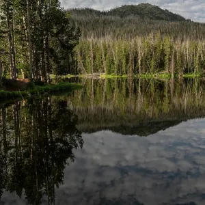 USA, Wyoming. Clouds reflected in Sylvan Lake, Yellowstone National Park USA, Wyoming. Clouds reflected in Sylvan Lake, Yellowstone National Park