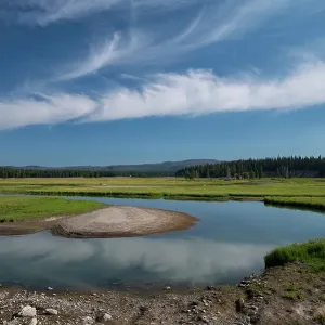 USA, Wyoming. Clouds reflected in Yellowstone River, Hayden Valley, Yellowstone National Park USA, Wyoming. Clouds reflected in Yellowstone River, Hayden Valley, Yellowstone National Park