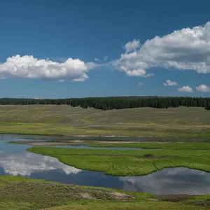 USA, Wyoming. Clouds reflected in Yellowstone River, Hayden Valley, Yellowstone National Park USA, Wyoming. Clouds reflected in Yellowstone River, Hayden Valley, Yellowstone National Park