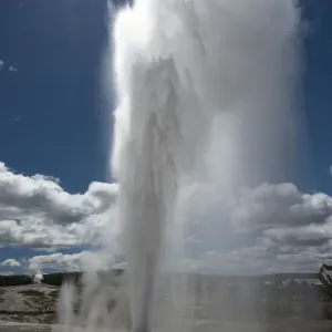 USA, Wyoming. Erupting Beehive Geyser, Upper Geyser Basin, Yellowstone National Park