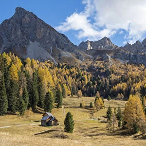 Val San Nicolo in Val di Fassa. Marmolada mountain range in the Dolomites of Trentino