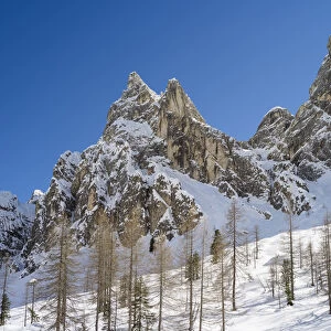 Valley Innerfeldtal (Val Campo di Dentro) in the Sexten Dolomites, part of UNESCO