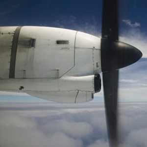 Vanuatu, Tanna Island, Lenakel. View from turbo-prop airliner window
