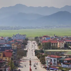 Vietnam, Dien Bien Phu, city view from the Victory Monument Vietnam, Dien Bien Phu, city view from the Victory Monument