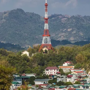 Vietnam, Dien Bien Phu, communications mast shaped like the Eiffel Tower Vietnam, Dien Bien Phu, communications mast shaped like the Eiffel Tower