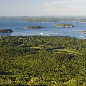 The view of Frenchman Bay from Cadillac Mountain in Maine USA