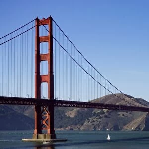 A view of the Golden Gate Bridge on a fall day in the late afternoon