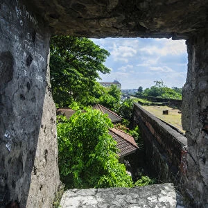 View through the old watchtower Baluarte de San Diego, Intramuros, Manila, Luzon