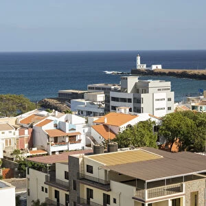 View over quarter Prainha. The capital Praia on Santiago Island (Ilha de Santiago)