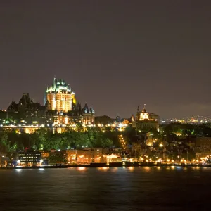 A view of Quebec City and the Chateau Frontenac across the St. Lawrence River at night