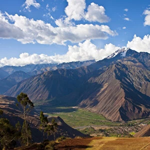 A view of the Sacred Valley and Andes Mountains of Peru, South America