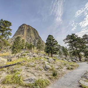 View from the surrounding area of the Devils Tower near Sundance, Wyoming, USA