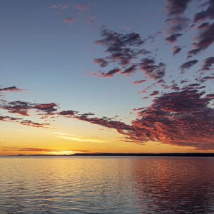 Vivid sunrise clouds over Fort Peck Reservoir in the Charles M Russell National Wildlife