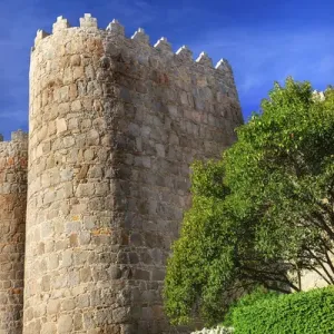 Walls Castle Avila Castile Spain. Described as the most 16th century town in Spain Walls Castle Avila Castile Spain. Described as the most 16th century town in Spain