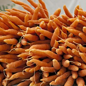 Washington, Seattle, Ballard Market. Carrots for sale at the market