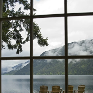 Through the Window at Lake Crescent Lodge, Olympic National Park, Washington, US