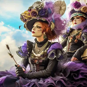 Two women in Venice Carnival costumes. &copy;Jim Zuckerman / Jaynes Gallery / DanitaDelimont.com