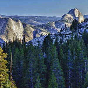 Yosemite National Park, CA, Half Dome in evening glow from Olmsted Point