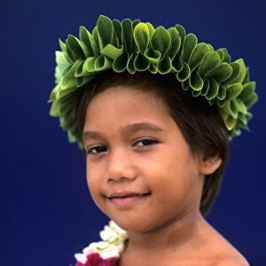 Young boy colorful dancer in Tahiti in French Polynesia in the South Pacific Rim (MR)
