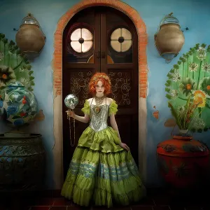Young redheaded girl in green dress. &copy;Jim Zuckerman / Jaynes Gallery / DanitaDelimont.com