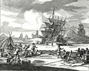Images Dated 28th June 2006: 17th cent engraving. Unloading a marooned ship. Germany Copyright: aA Collection