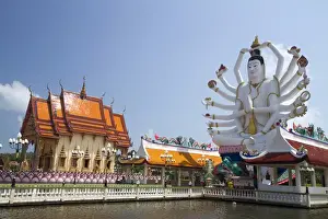 Paradise Prints: 18 arm Buddha statue at Wat Plai Laem temple located on the island of Ko Samui, Thailand