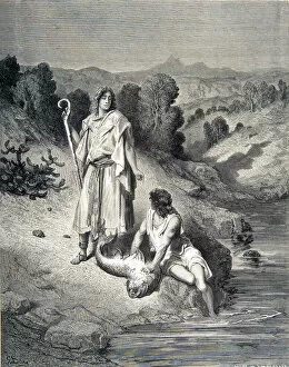 Images Dated 12th October 2005: 19th cent. engraving by Gustave Dore. Tobias and the Angel. Copyright: AAA