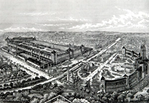 Images Dated 28th March 2005: 19th cent. view of Paris 1878 Exhibition, view of the Trocadero, Champ de Mers