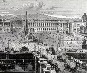 19th cent. view of Paris 1878 Place de la Concorde France