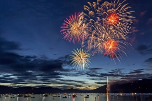 Whitefish Prints: 4th of July fireworks celebration over Whitefish Lake in Whitefish, Montana, USA