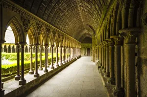 The abbey cloister, Mont Saint-Michel, Normandy, France
